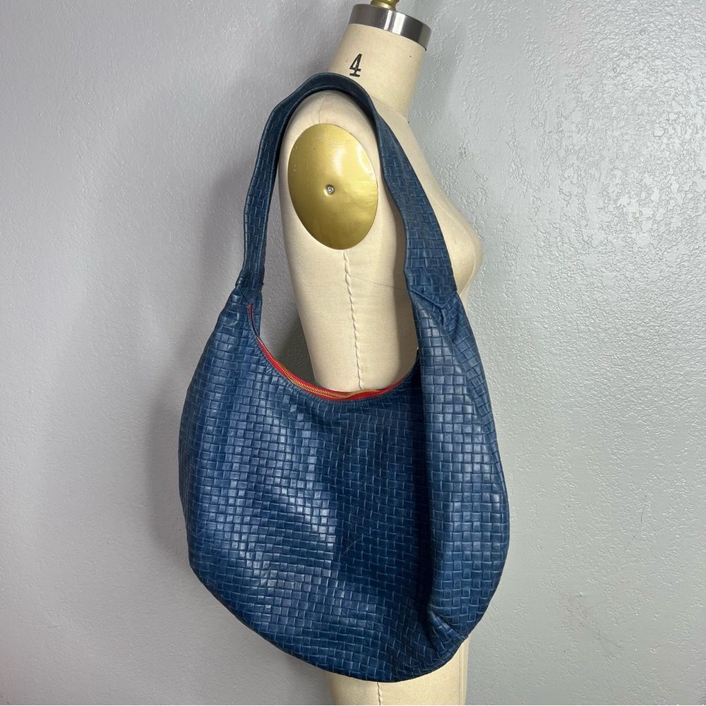 M. Andonia leather basket weave hobo purse handbag - Picture 2 of 4